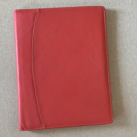 Padfolio Red Orange Buxton Leather Folder with Legal Pad and Pockets - Picture 1 of 5